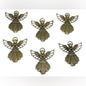 Bronze Angel Charms Lot of 6 Jewelry Making Supplies Christmas Crafts DIY NWOT